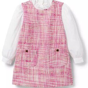 Janie and Jack Pink Tweed Dress Set - Size 6 (NWT)